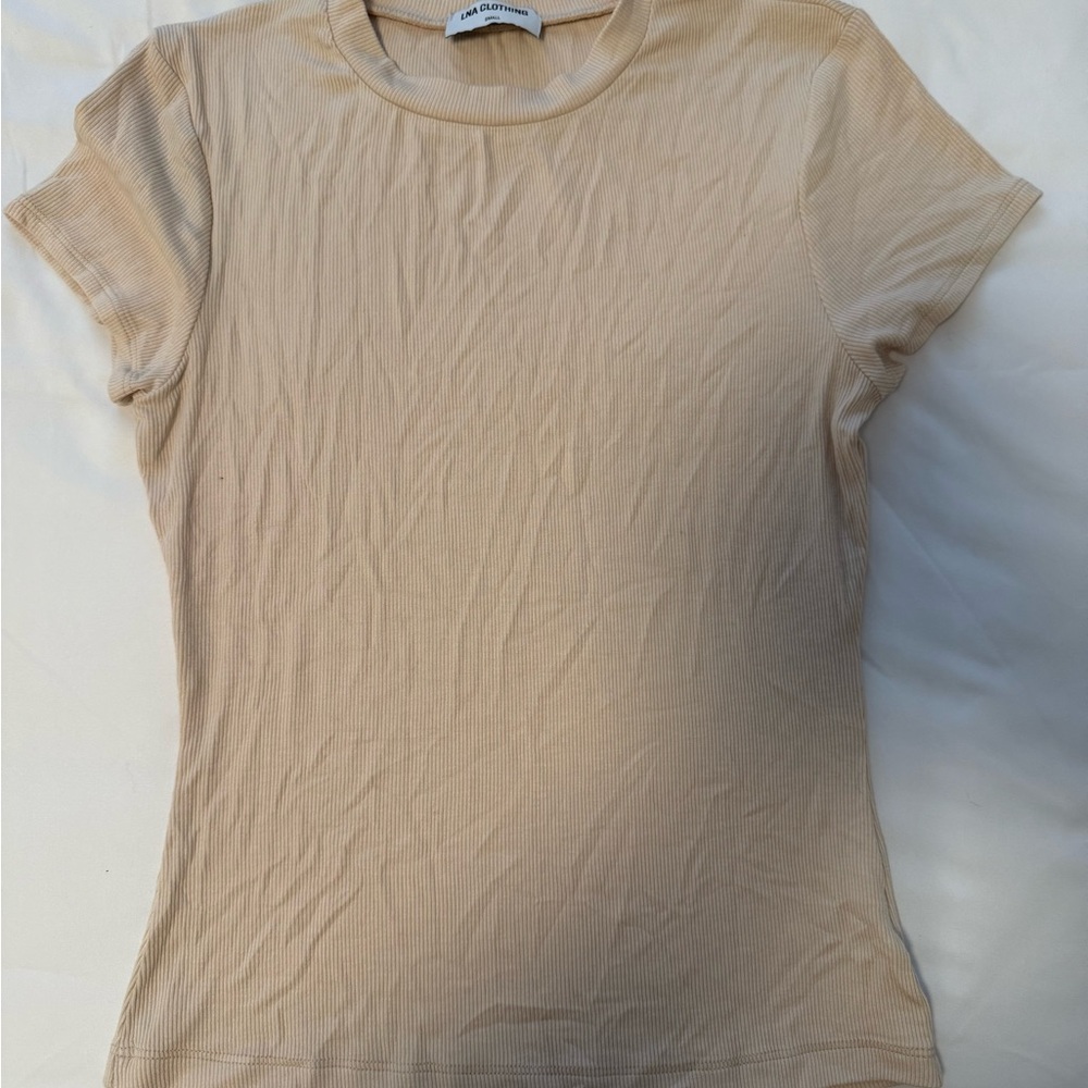 LNA Cream Fitted Short Sleeve Tee